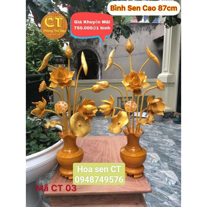 Hoa sen gỗ mít cao 87 cm