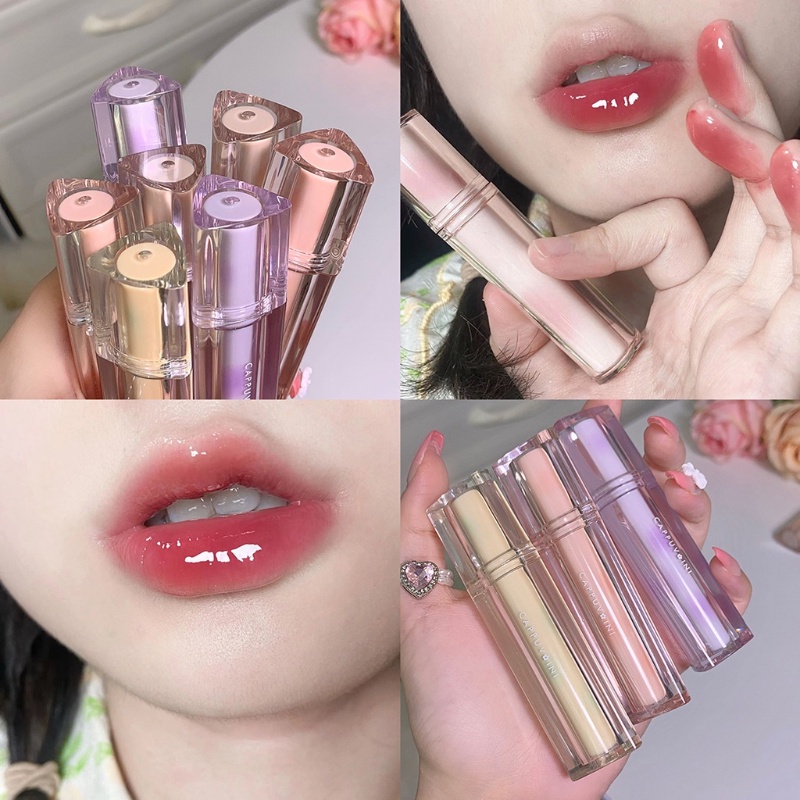 Cappuvini Son Bóng Pha Lê 3D Chống Nước Lâu Trôi Không Dính Cốc Chất Lượng Cao Iced Tea Mirror Surface Lip Glaze