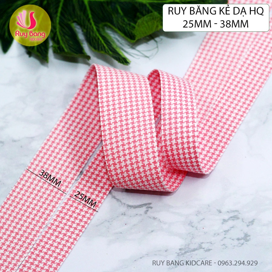 Ruy băng kẻ dạ HQ RB2235 dùng làm nơ cài áo, kẹp tóc...