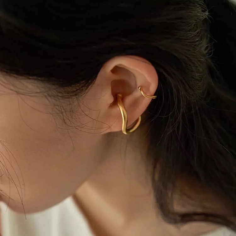 Bông Tai Dạng Kẹp Kim Loại Dạng Kẹp Không Xỏ Lỗ Kiểu Pháp Cổ Điển Cá Tính Cho Nữ
