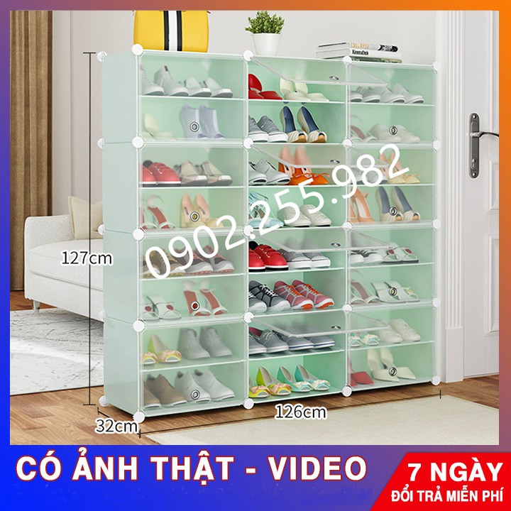 [ĐỂ ĐƯỢC 48 ĐÔI GIẦY/DÉP] TỦ ĐỂ GIÀY  24 Ô (chia ô) ĐA NĂNG THÔNG MINH CỬA TRẮNG TRONG