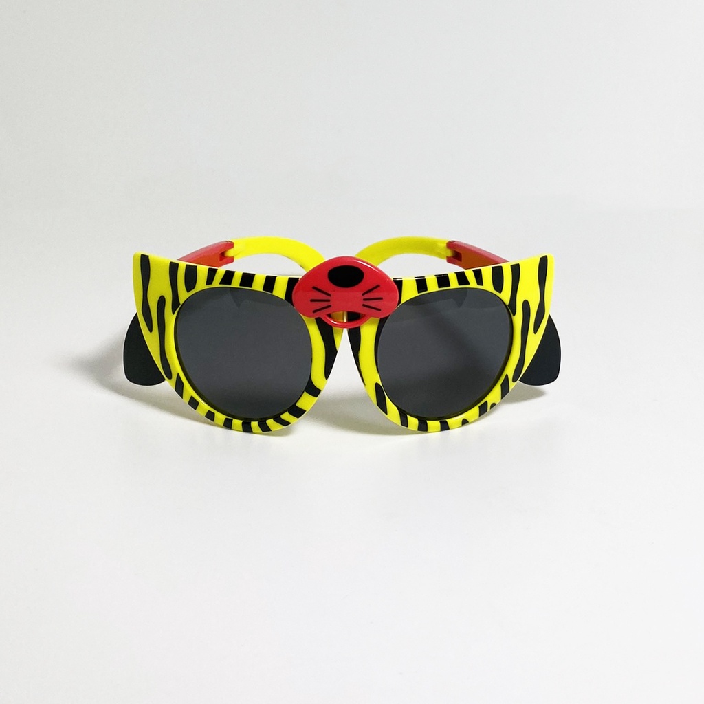 Kính mát trẻ em thời trang JJ855 gọng nhựa dẻo,kiểu kính gấp gọn hình chú báo siêu đáng yêu dành cho bé từ 1 đến 6 tuổi