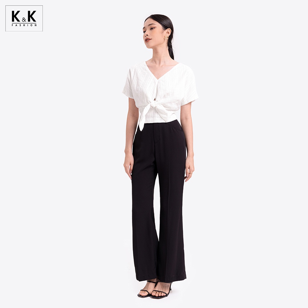 Quần Đen Công Sở Ống Loe K&amp;K Fashion QCS02-27 Chất Liệu Garolan