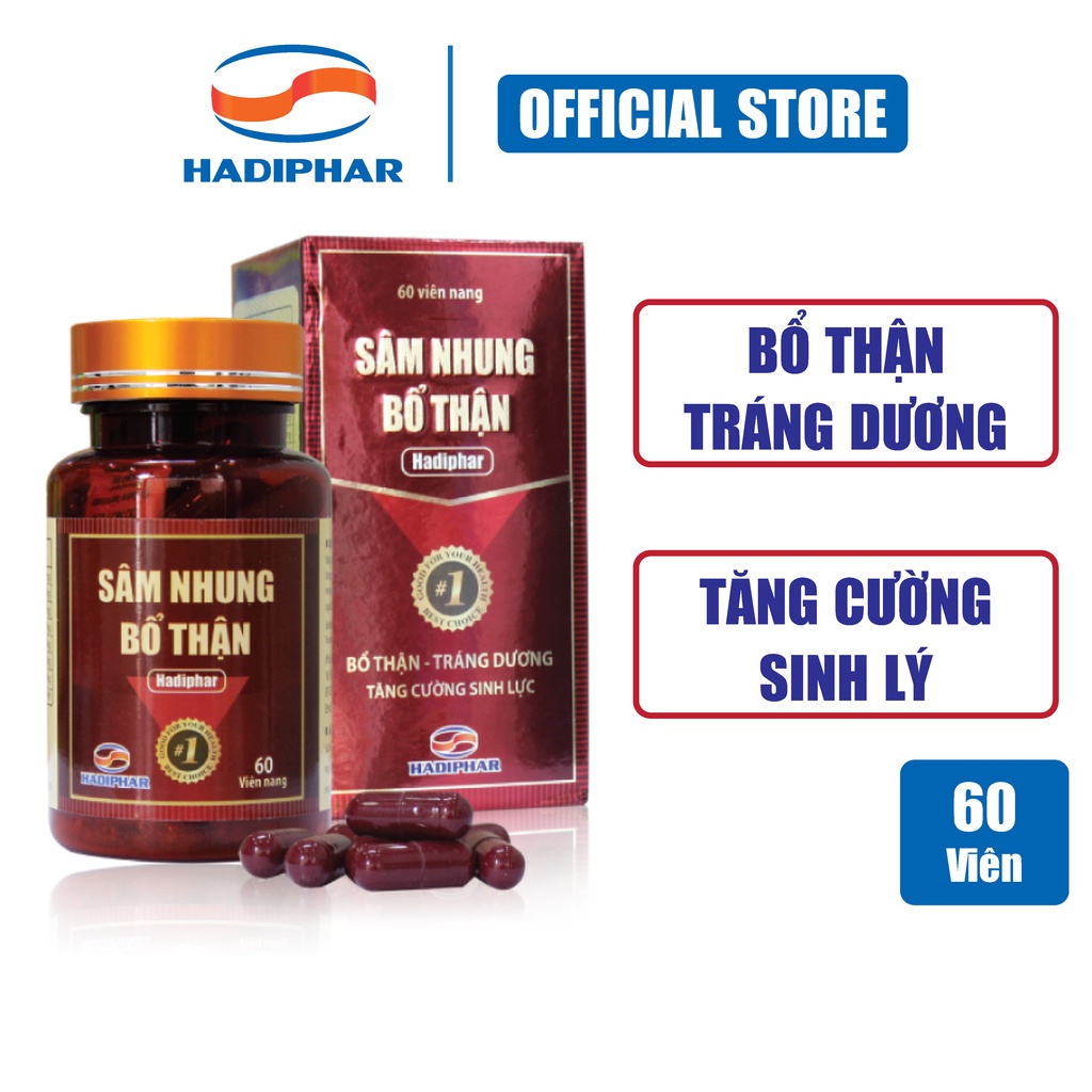 Viên uống tăng cường sinh lý sâm nhung bổ thận Hadiphar (60 viên)