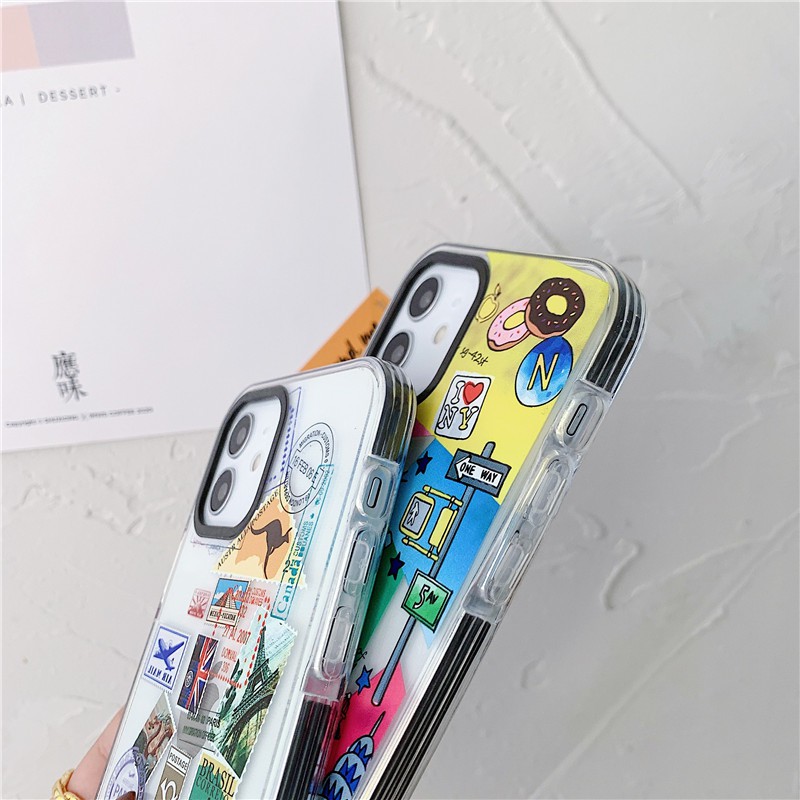 IPhone 11 Pro Max / iPhone12 / iPhone X / iPhone 7 Plus / iPhone 8 / iPhone 6 Traveling Around the World Case Soft TPU Mobile Phone Drop Case Two Color