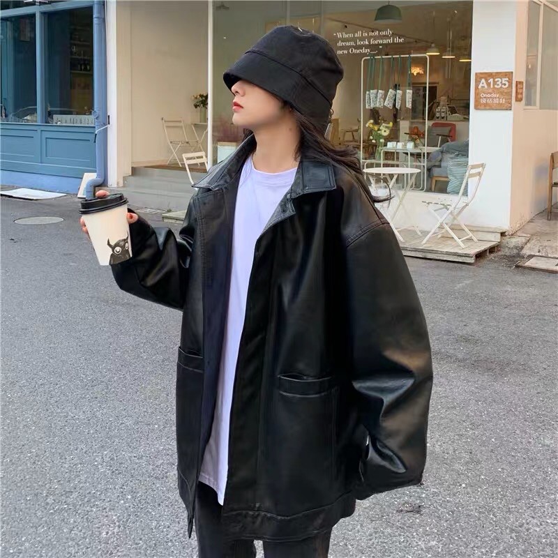 Áo khoát da ulzzang phong cách hàn quốc