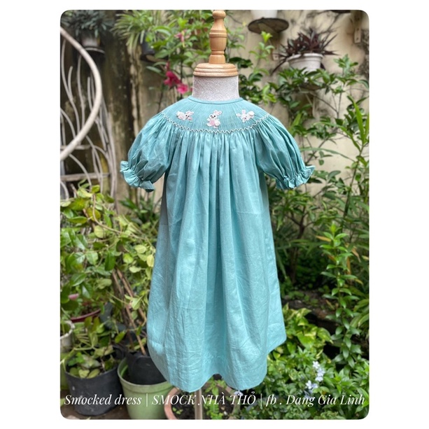 Đầm smock xanh size 7