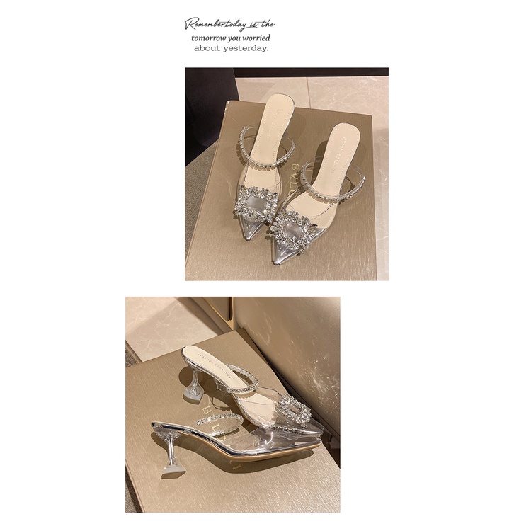 Giày Cao Gót Quai Trong Suốt Thời Trang Mùa Hè Dành Cho Nữ