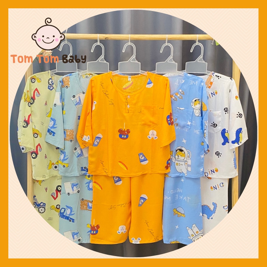 Bộ  đồ ngủ bé Trai vải Tôn Tay Dài loại 1 - Nhiều size 1-14 cho bé 5-45kg | đồ bộ bé Trai | đồ tôn bé trai