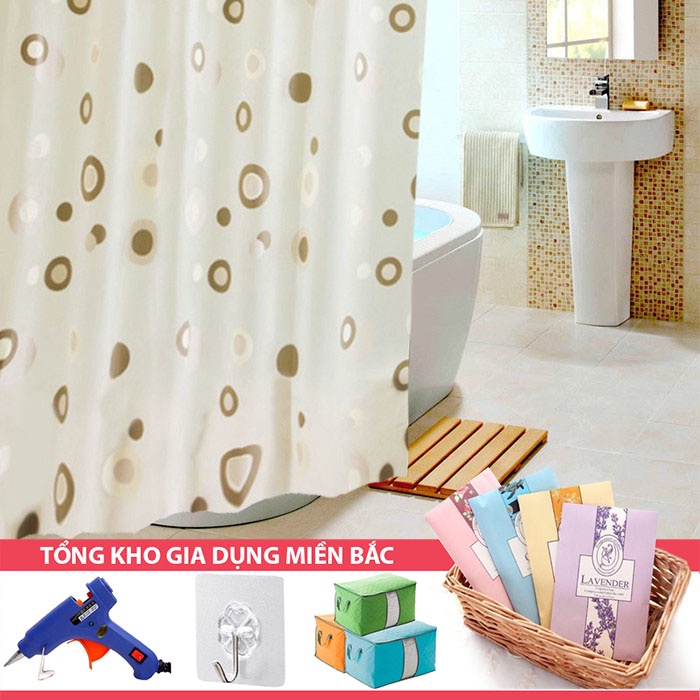 Rèm Cửa Che Phòng Nhà Tắm Peva Cao Cấp - Decor 9 Móc Loại 1.8 X 1.8M - Màn Treo Họa Tiết Đa Dạng Cá Tính - Chống Nước