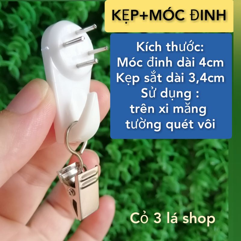 Bộ kẹp và móc đinh hoặc móc dán dùng treo tranh vải, rèm cửa, có 2 phân lọai để chọn mua