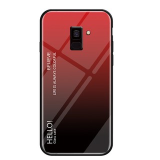 For [Samsung Galaxy A8 Plus 2018] Gradient Tempered Glass Back  Protective Case