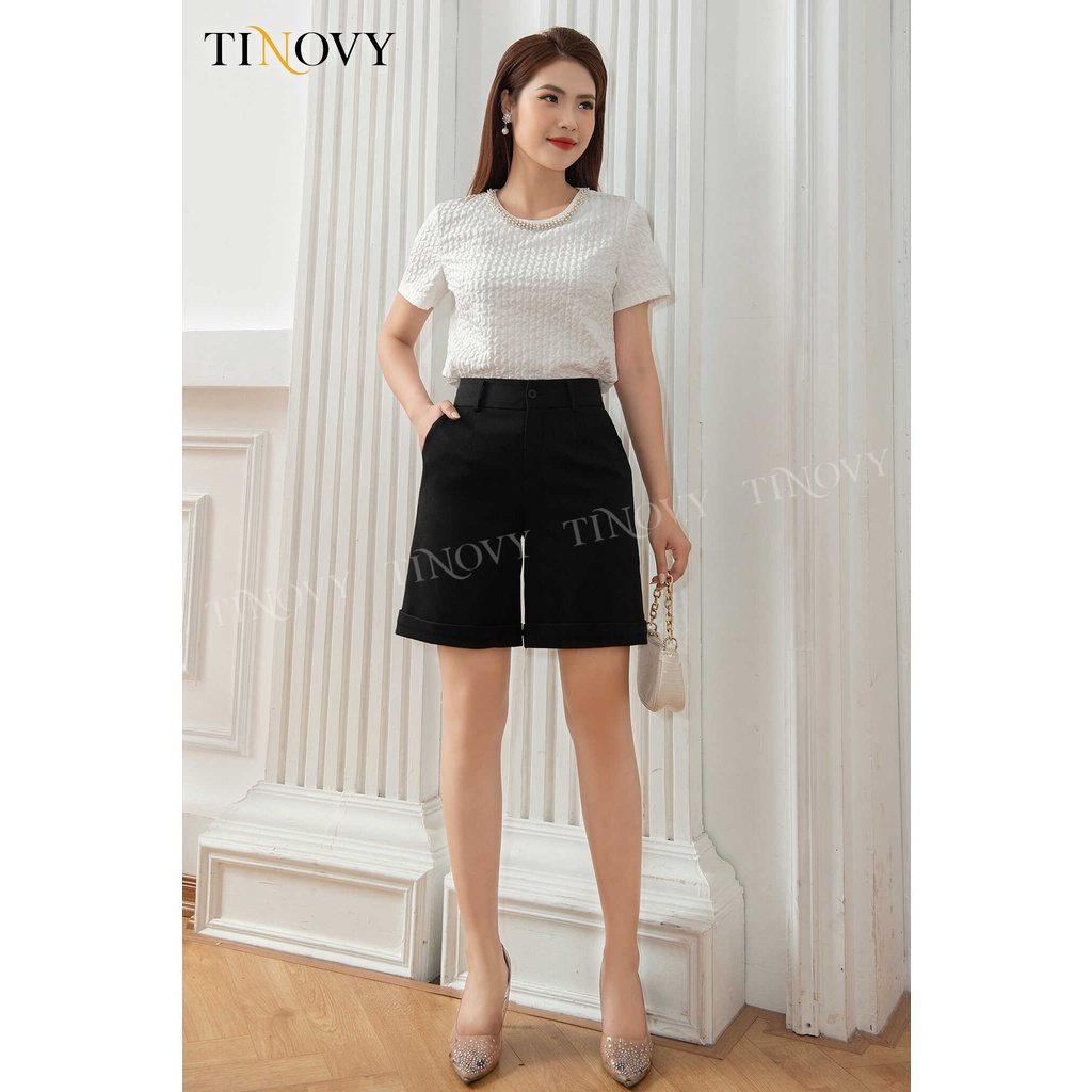 Quần Đùi Nữ TINOVY Suông Đen Q2232