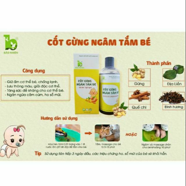 [330ml] Cốt gừng ngâm tắm cho Bé - Bảo Nhiên (Việt Nam)