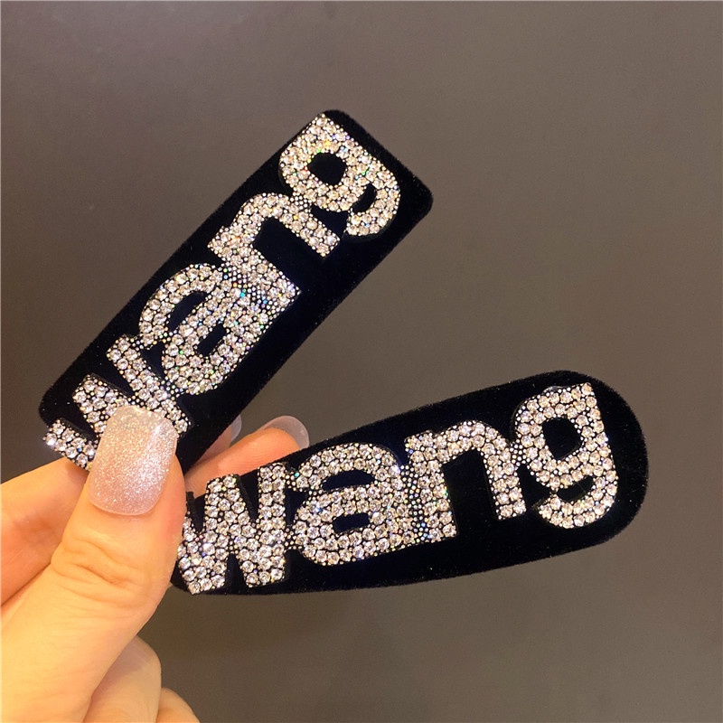 Kẹp Tóc Hình Chữ King Đính Đá Màu Đen Thời Trang Mùa Hè 2022