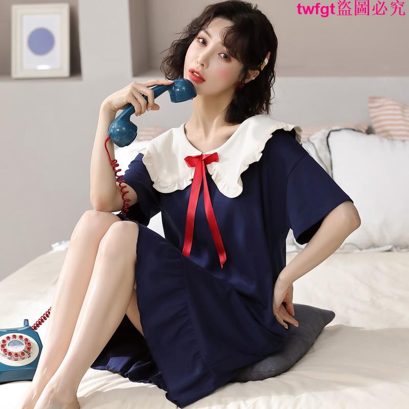 Đầm Ngủ Cotton Plus Size Ngắn Tay Thời Trang Nữ 2021