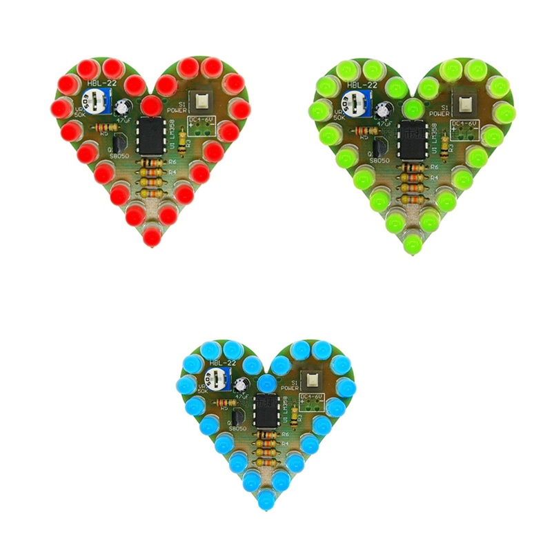 Bộ Đèn Hơi Thở Hình Trái Tim DIY DC 5V Cho Bộ Đèn LED Đỏ Xanh Lam Gr