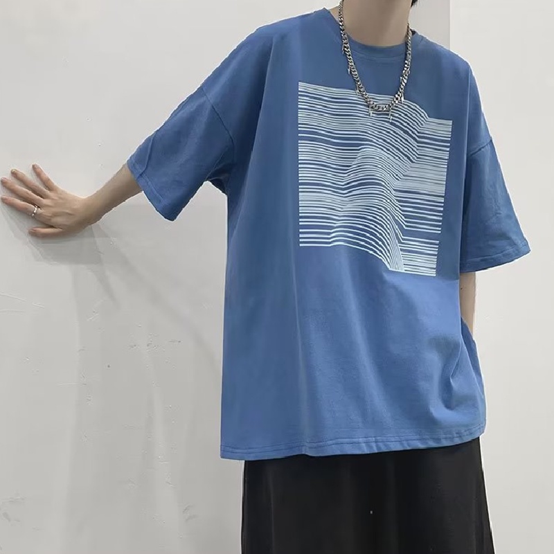 Áo Thun Dáng Rộng In Họa Tiết Kẻ Sọc Thời Trang Mùa Hè Hàn Quốc Cho Nam Và Nữ size M-8XL