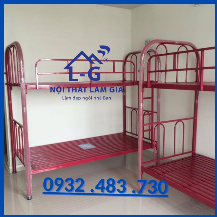 Giường 2 tầng bằng sắt sơn tĩnh điện cho công nhân 1m2x2m_giá siêu tốt