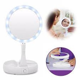 Gương trang điểm gấp gọn có đèn led