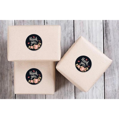 Cuộn 500 miếng tem dán hình tròn size 25mm sticker thanks you, icon dễ thương PK045