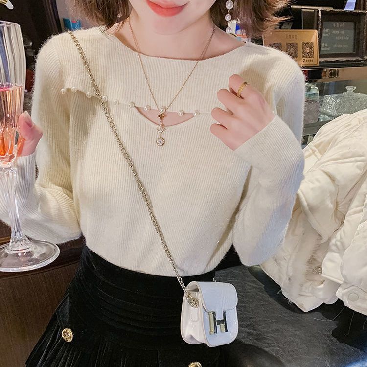 Áo Sweater Cổ Tròn Dáng Ôm Phong Cách Hàn Quốc Thời Trang Mùa Thu Cho Nữ