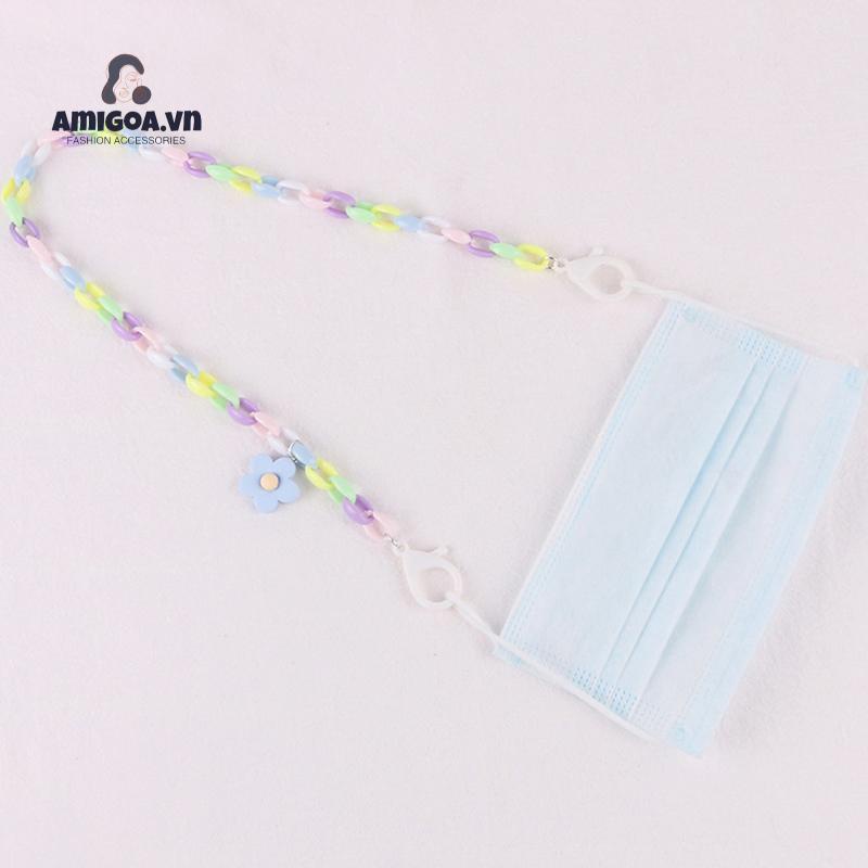 Dây Nhựa resin Đeo Khẩu Trang Chống Trượt Họa Tiết Hoa Dành Cho Trẻ Em