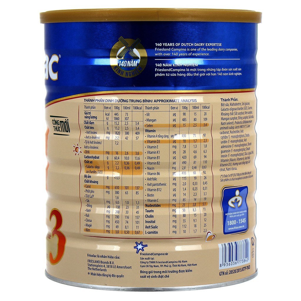 Sữa Friso Frisolac Gold 3 1.5kg [Date 2023]