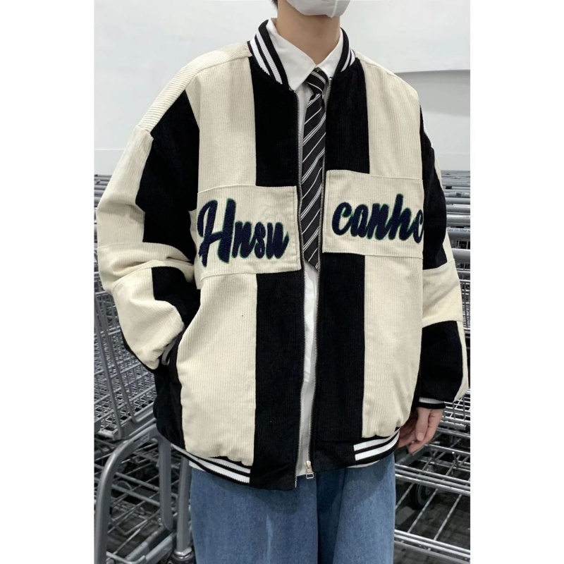 Áo Khoác Bóng Chày Vải Nhung Dáng Rộng Màu Sắc Retro Thời Trang Xuân Thu Cho Nam Và Nữ