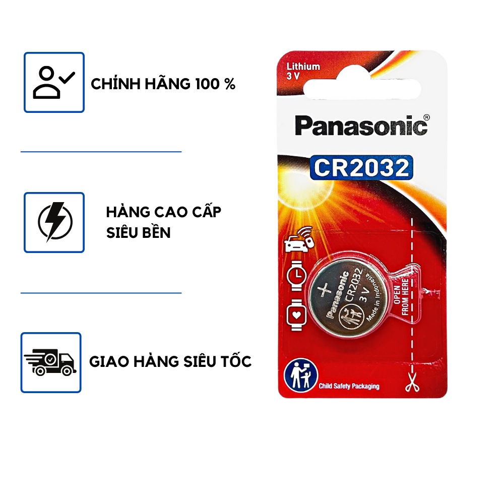 Vỉ 1 Viên Pin Panasonic CR2032 Lithium 3V cao cấp - Hàng chính hãng