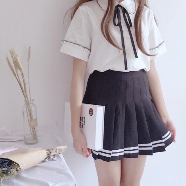 Chân váy tennis viền sọc, kèm hình thật ảnh sàn