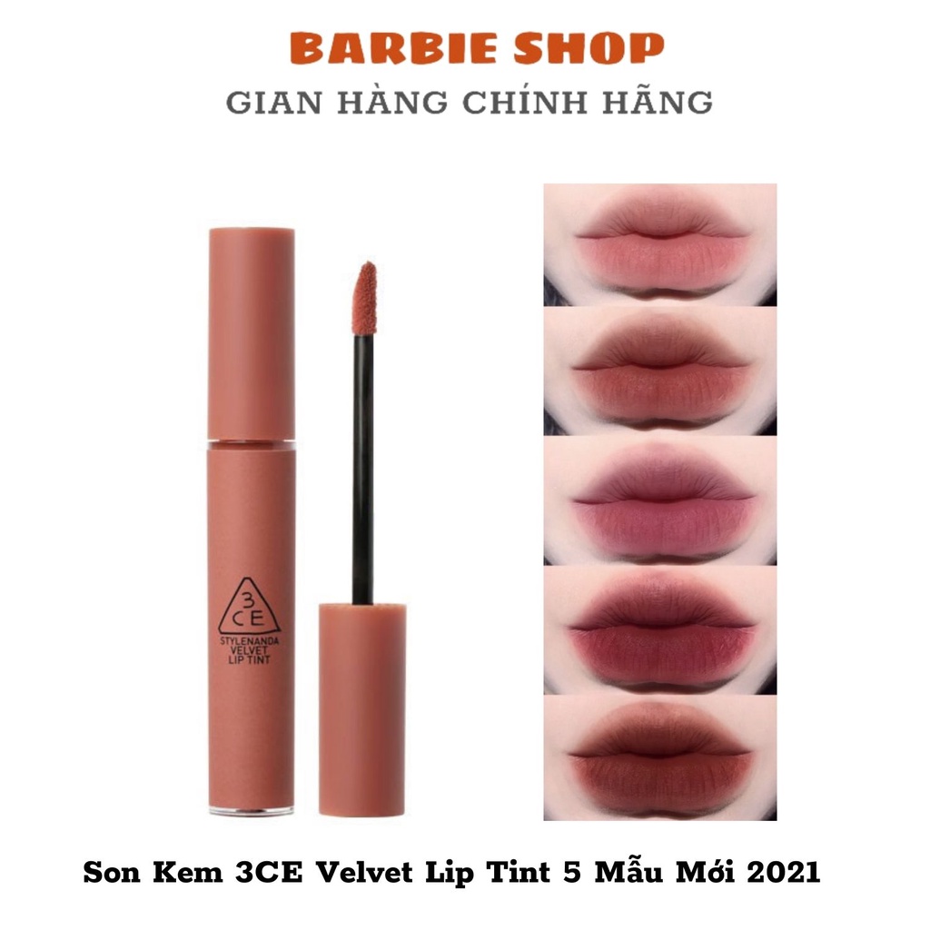 Son Kem 3CE Velvet Lip Tint 5 Mẫu Mới 2021 Màu Walk n talk, Like gentle, Cashmere nude, Definition, Bitter hour