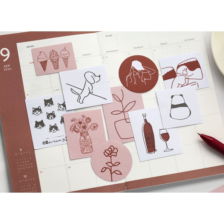Sticker Cute  Set 60  Tấm Vintage Basic Trang Trí Sổ Tay Bullet Journal ST14