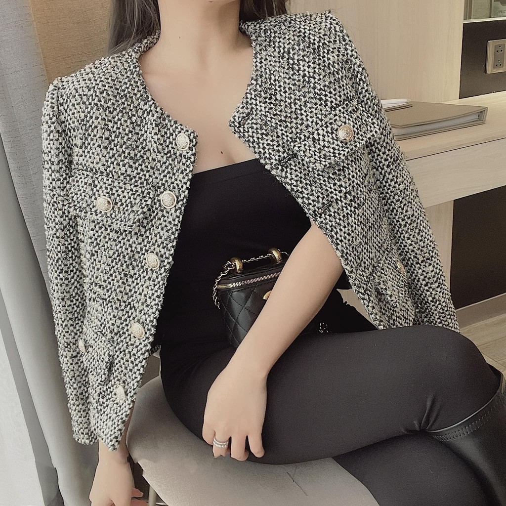 Áo khoác dạ tweed CN