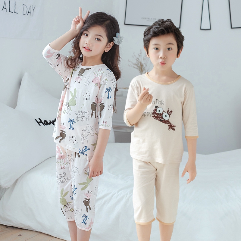 Bộ Đồ Pajamas Cotton Dài Tay Thời Trang Hè Cho Bé