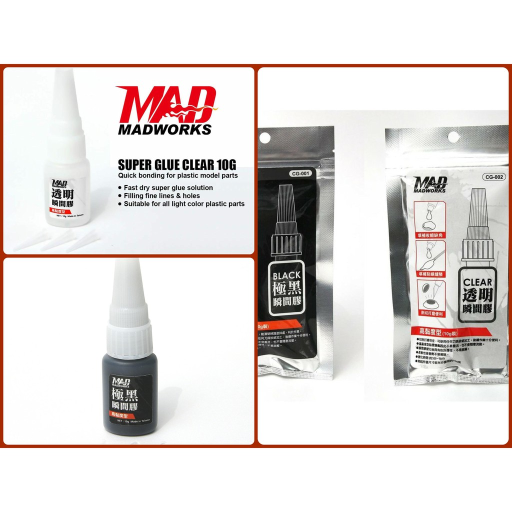 Dụng cụ keo dán mô hình Madwork SUPER GLUE CLEAR / Black (QUICK DRY) putty make seamless hobby tool
