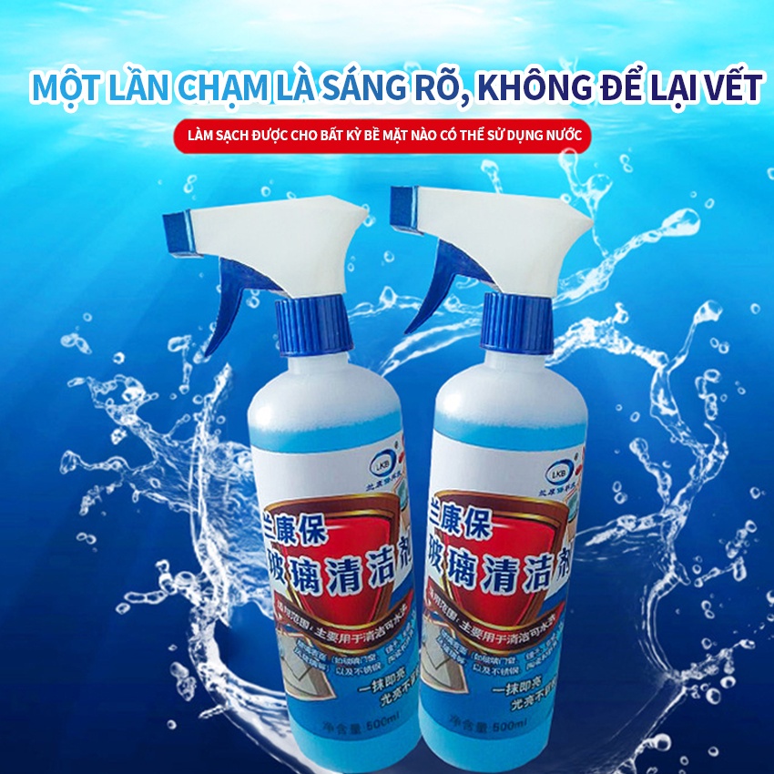 Nước Lau Kính Dạng Xịt LKB [Chính hãng] 500ml Hương Chanh Thơm Mát Làm Sạch Kính Cửa, Kính Nhà Tắm, Gương