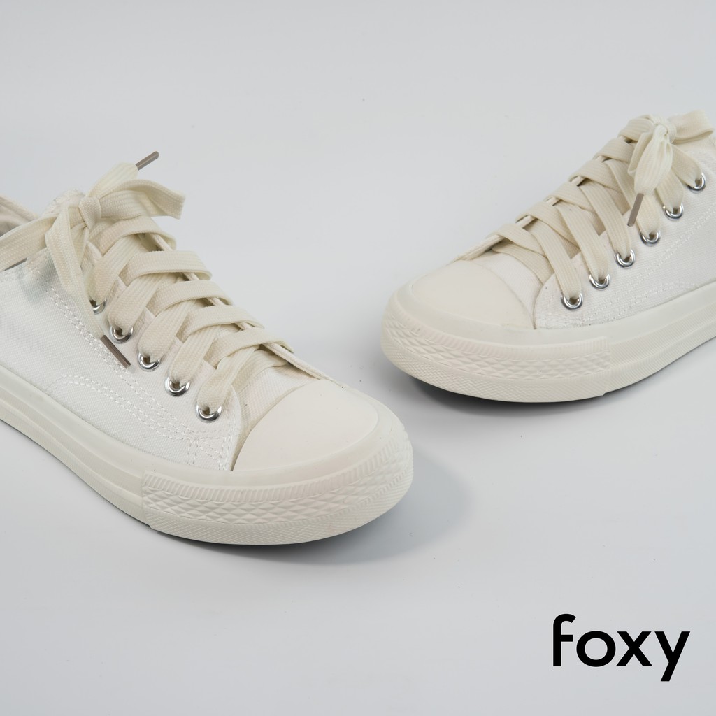 Giày Sneaker Nữ FOXY Đế Bằng Màu Trắng Be Dáng CV Basic Cổ Thấp - FOX021 | BigBuy360 - bigbuy360.vn