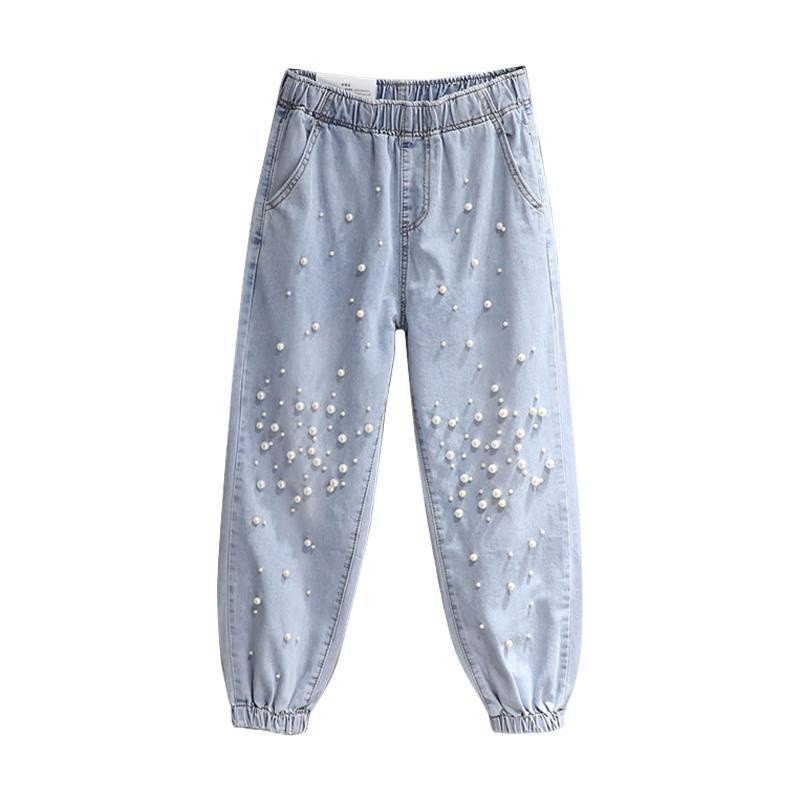 Quần Jeans Nữ Dài Lưng Cao Đính Hạt Thời Trang