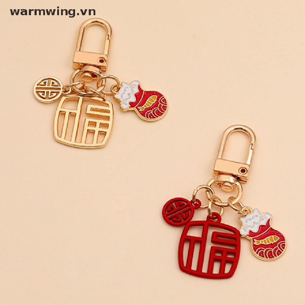 Móc Khóa Hình Chú Mèo May Mắn Màu Vàng Đỏ Thời Trang