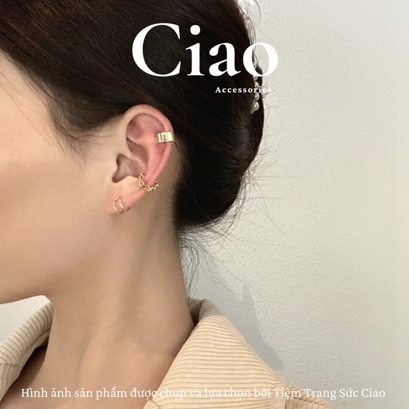 [HOẢ TỐC 1H] Set 3 khuyên vành tai/ kẹp vành tai mạ bạc phong cách mã 17 Ciao accessories