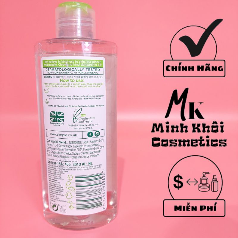 Nước Tẩy Trang Simple Micellar Cleansing Water 200ml (Chính Hãng)