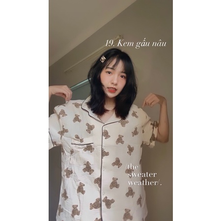 Bộ đồ ngủ pijama nữ ngắn tay chất xô đũi in hình dễ thương - The Sweater Weather | BigBuy360 - bigbuy360.vn