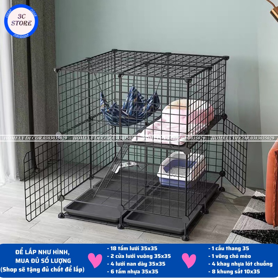 TẶNG CHỐT Tấm lưới - Chuồng Quây Cho Thú Cưng, Chó Mèo - Lắp Ghép