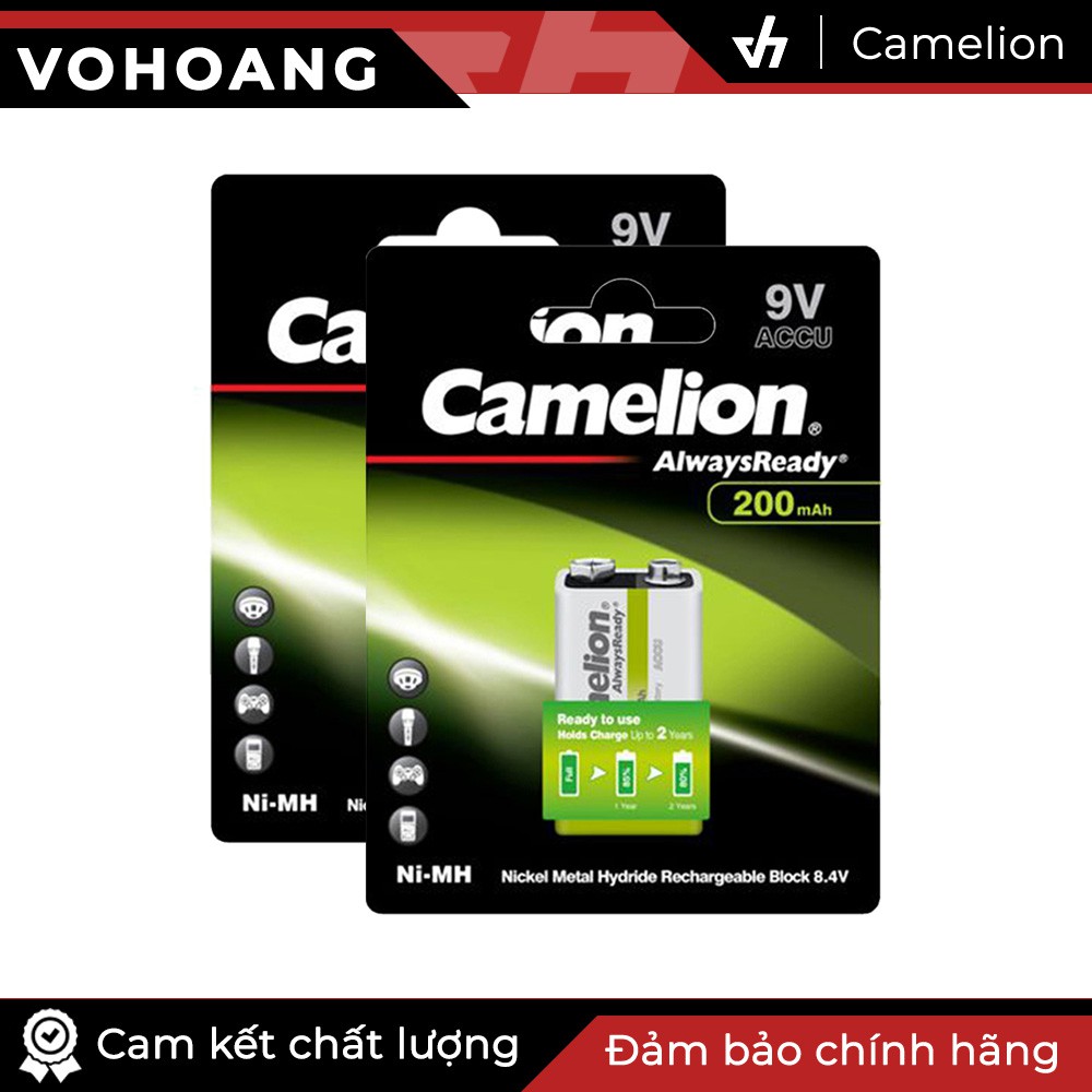 Bộ 2 pin sạc vuông Camelion AlwaysReady 9V (Trắng)