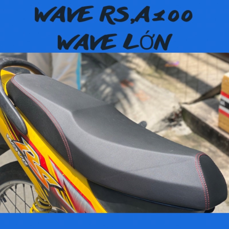 Yên Wave RS,A100, Wave lớn 2 tầng gọt góc cạnh bọc da xịn 4 chiều may phối chỉ Đỏ