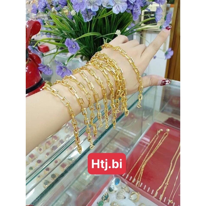 Lắc tay nữ mạ vàng dạng xích khía kiểu dnags đơn giản thanh lịch htj