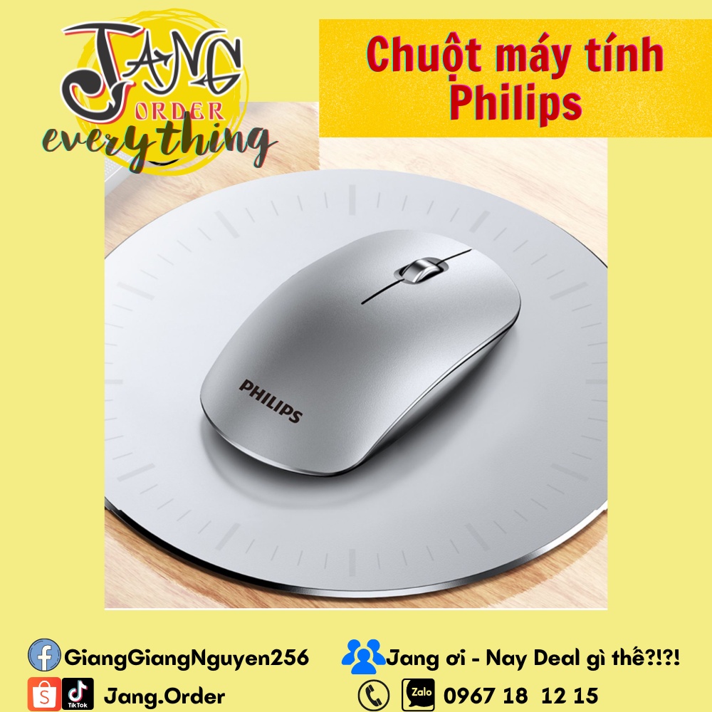 Chuột không dây 2.4G chạy pin hãng Philips - siêu mỏng - k gây tiếng ồn