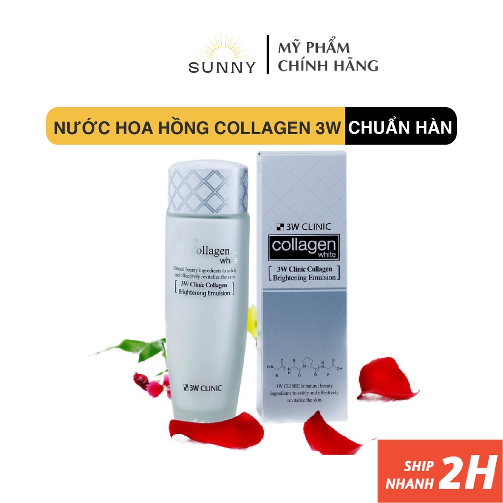 Nước hoa hồng Collagen 3W Clinic Hàn Quốc 150ml, mang lại độ tươi trẻ, duy trì độ ẩm cho da