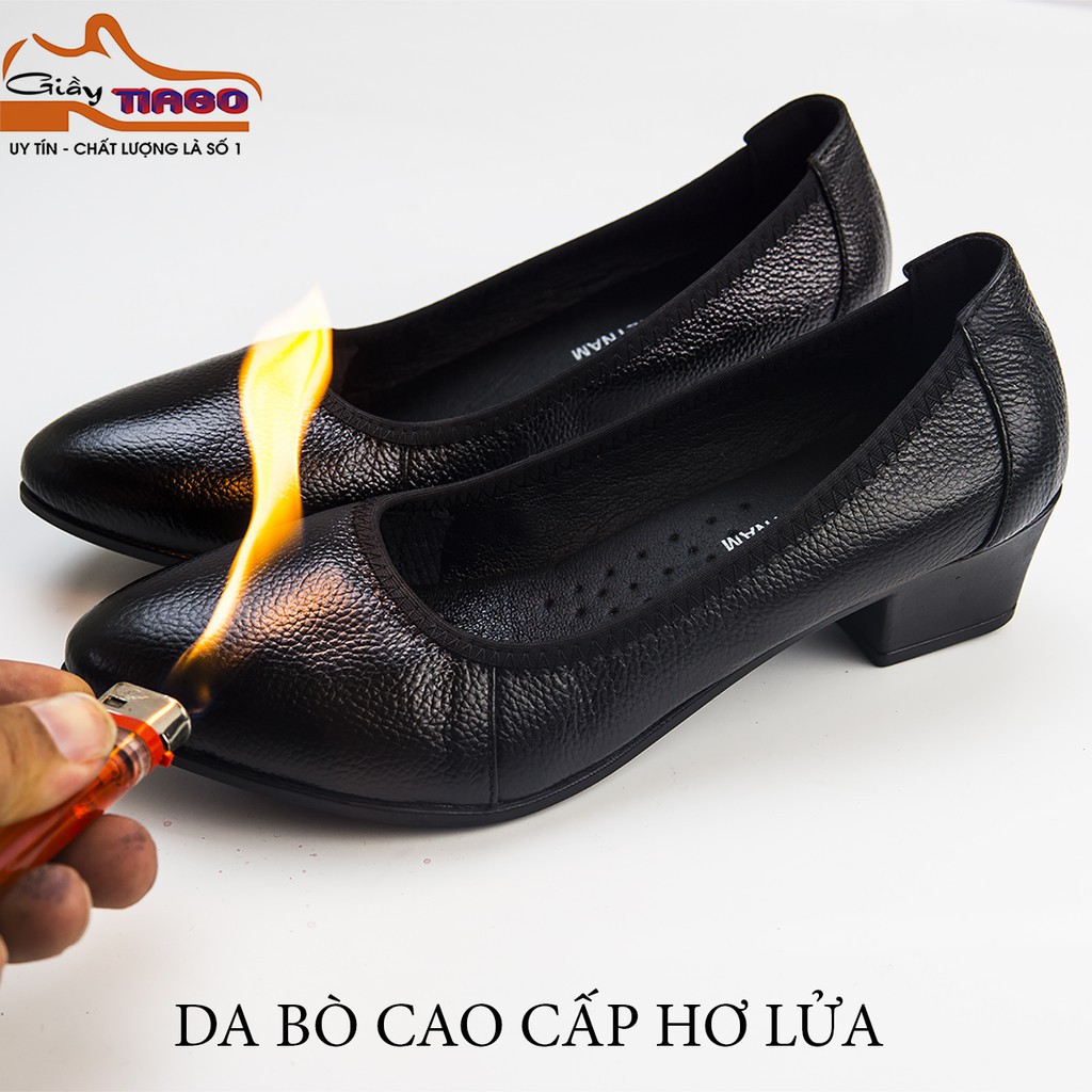 Giày nữ công sở DA BÒ CAO 3CM